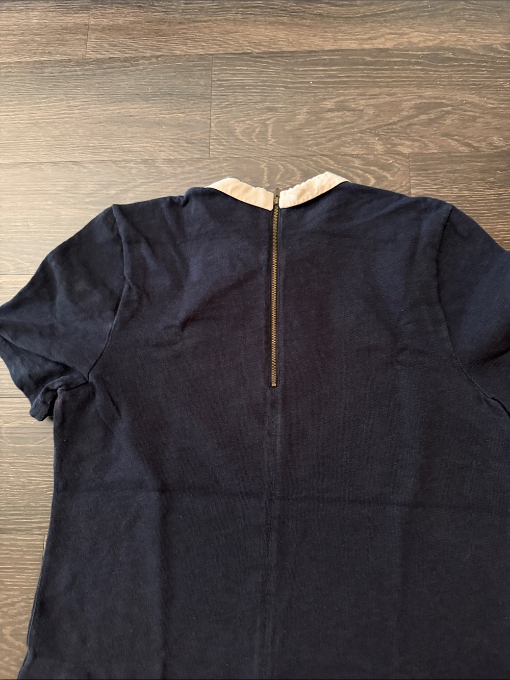 J. Crew Navy Short-Sleeve Sweater with Cream Peter Pan Collar - Picture 3 of 3